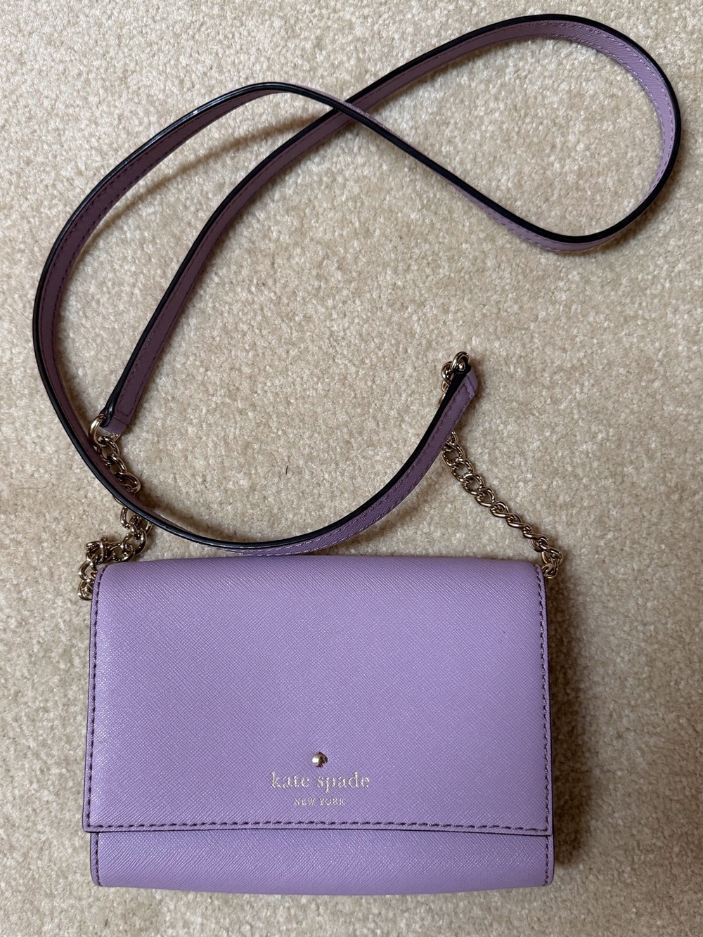Kate Spade light purple clutch with shoulder strap